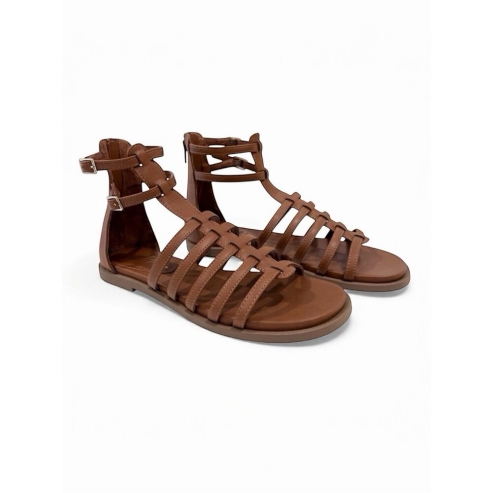 Wild Pair Roman Gladiator Strappy Sandals Ankle Buckle Open Toe Brown 7.5 NEW